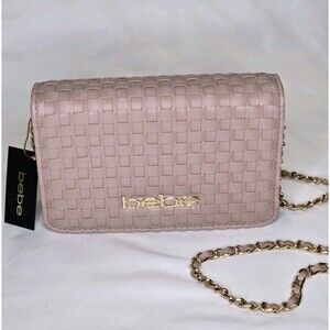 NWT bebe Mauve Woven Crossbody Bag Gold Chain Strap Small Shoulder Purse